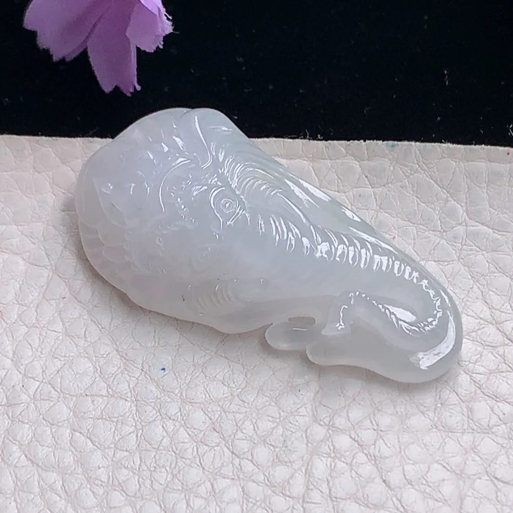 lz自然光52*25.8*11.2天然缅甸翡翠冰种万象更新 翡翠大象玉吊坠 玉挂件