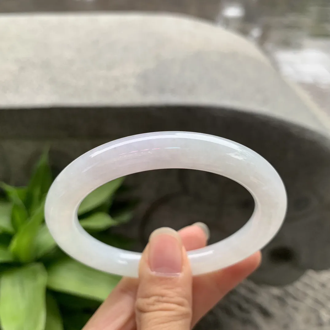 圈口56.8-9.2 【冰白圆条手镯】圆条56 57可戴