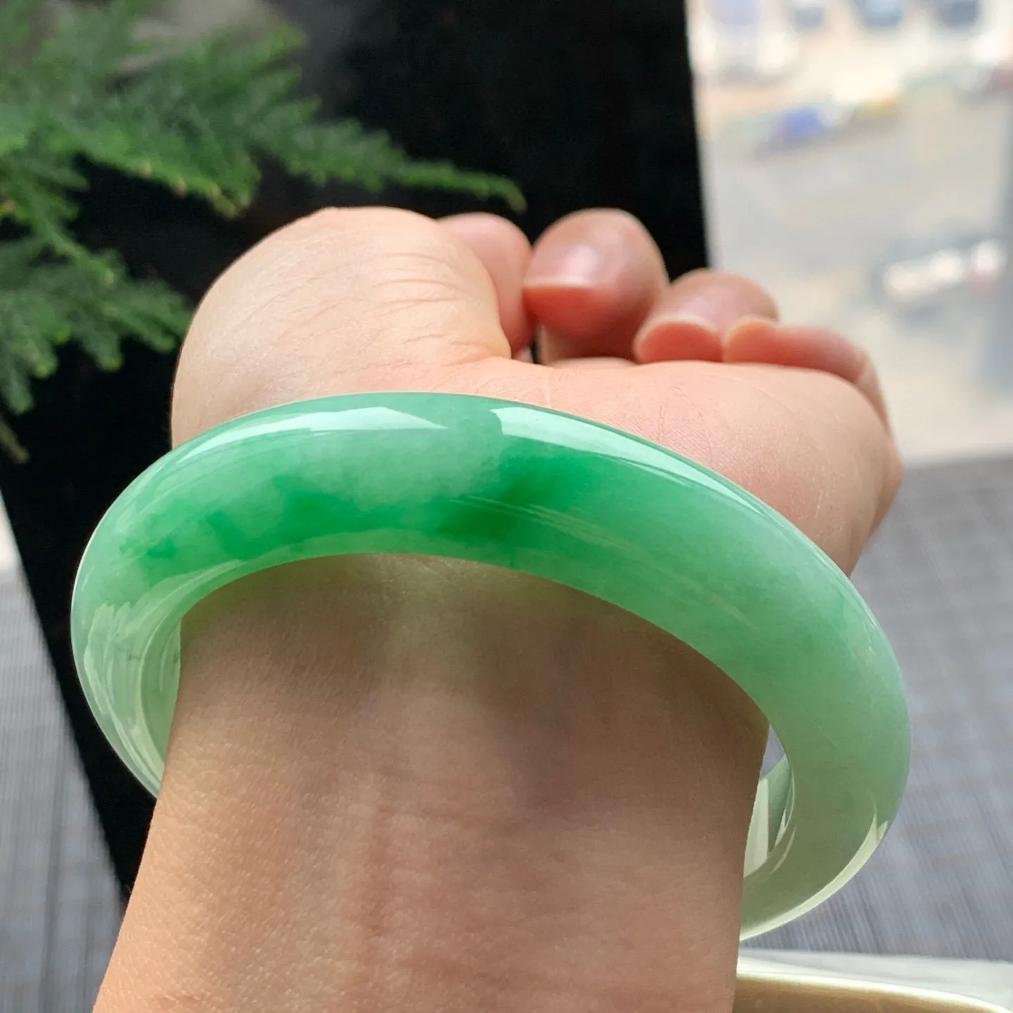 正圈冰糯翠绿 无瑕 尺寸:55.6/12.9/9.3 色好🥰🥰