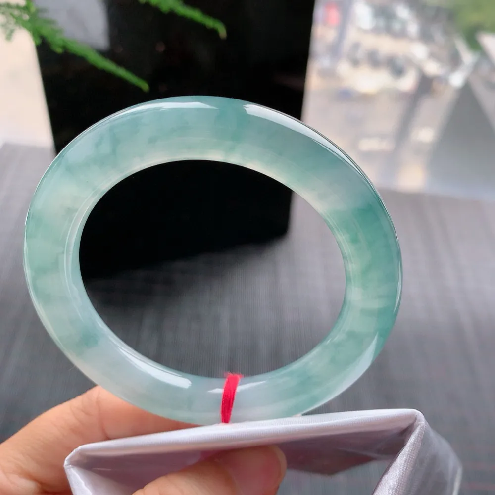 圆条冰玻蓝花 无瑕 尺寸:54.4/10.4 花美 种水好