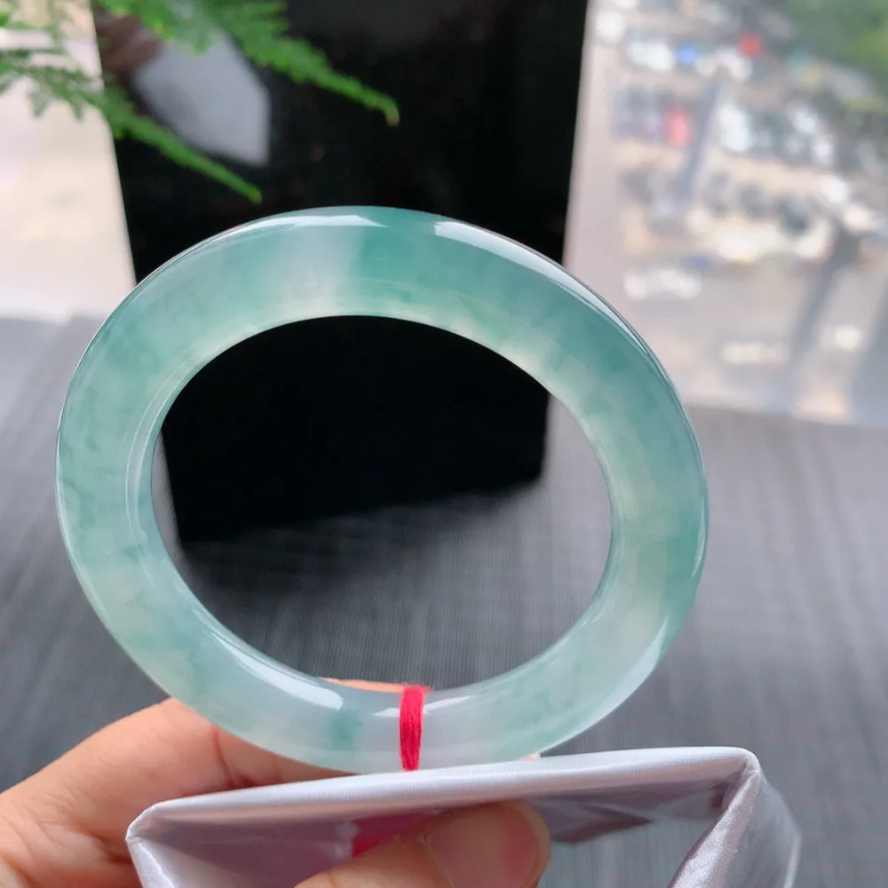 圆条冰玻蓝花 无瑕 尺寸:54.4/10.4 花美 种水好