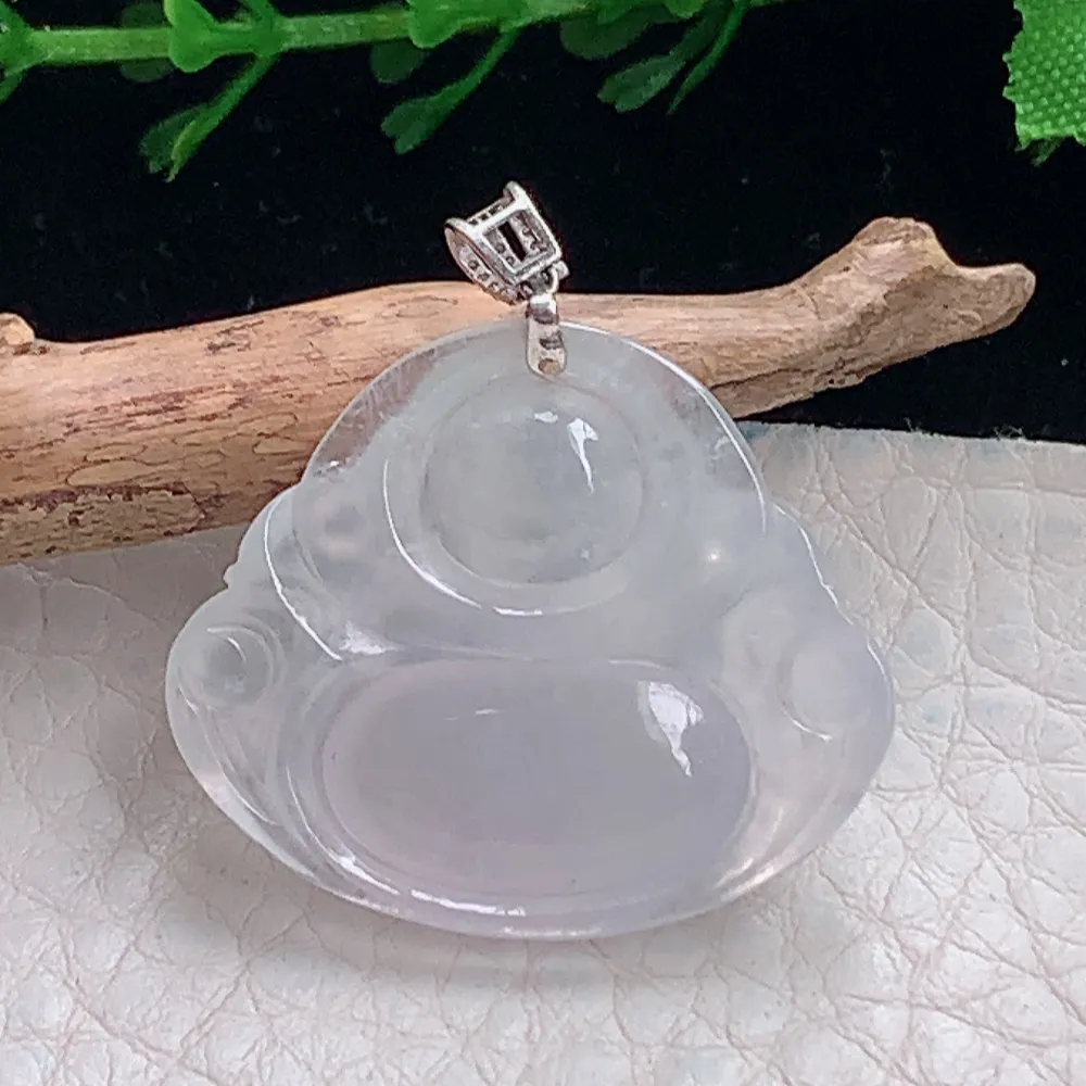 axm自然光24*28*5.7天然缅甸翡翠冰种弥勒佛 佛公玉吊坠 玉挂件