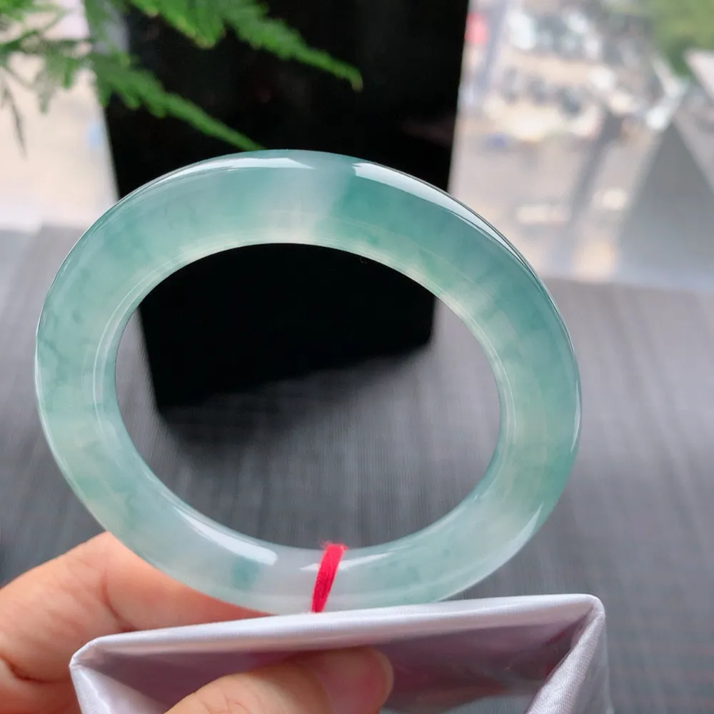 圆条冰玻蓝花 无瑕 尺寸:54.4/10.4 花美 种水好