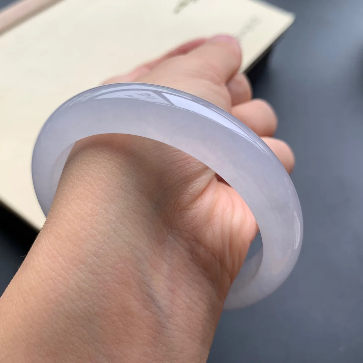 55.8圈口冰种正圈手镯 尺寸：55.8-12.8-7.8，无纹裂，冰透水润，胶感十足