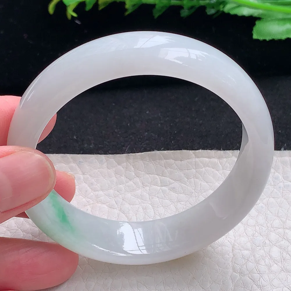 ll自然光55.5*15.2*7.5轮胎镯 天然缅甸翡翠a货黄加绿宽边玉镯子 玉手环