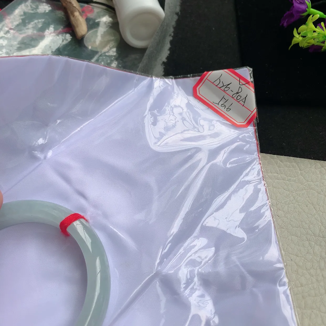 r自然光56.5*12.3*8.3平安镯 天然缅甸翡翠a货冰胶白月光宽边玉镯子 玉手环