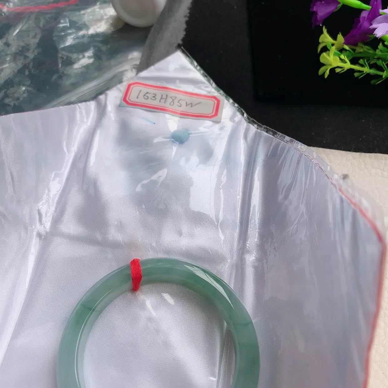 yh小圈口52.6*10*8.5平安镯 天然缅甸翡翠a货冰飘花清秀宽边玉镯子 玉手环