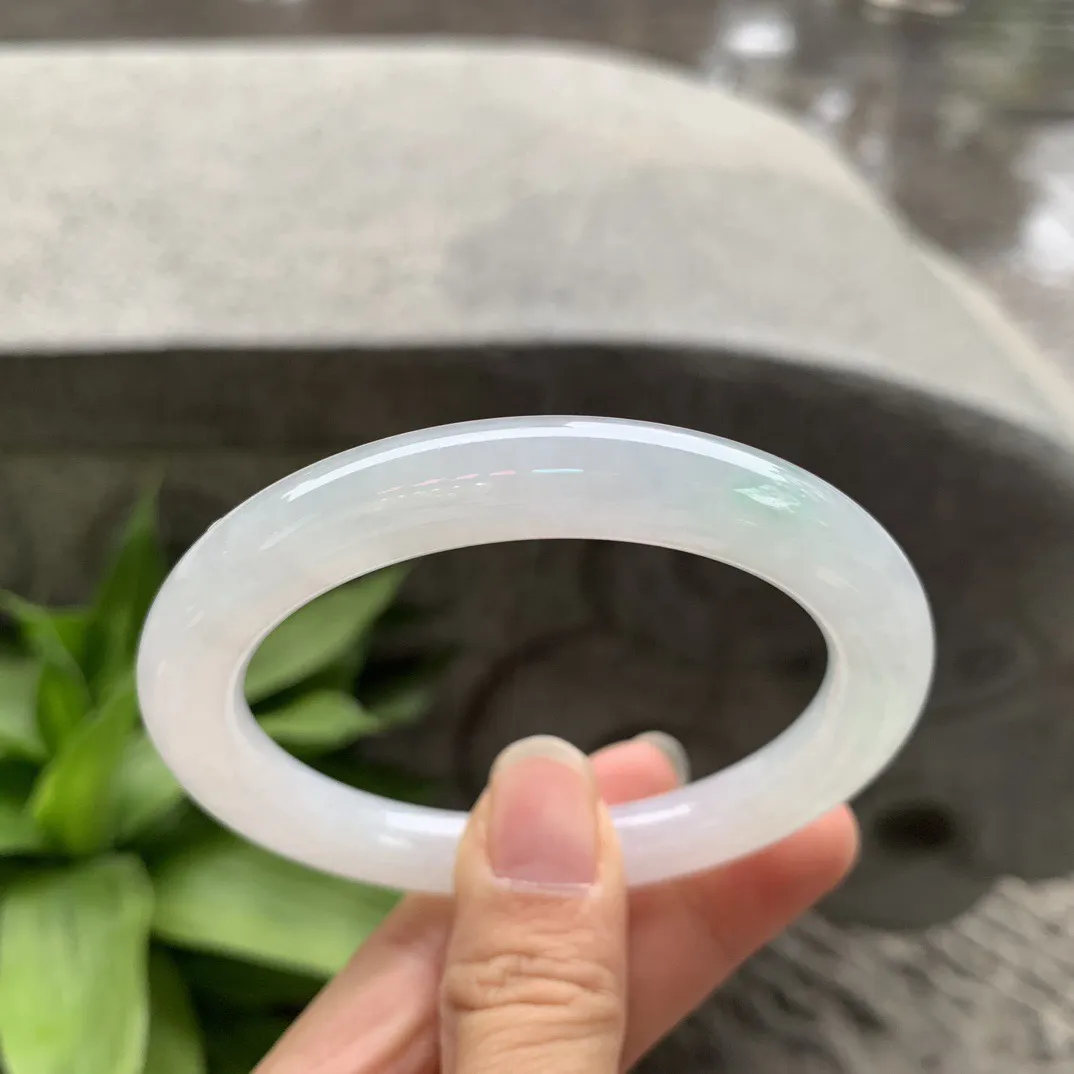 圈口56.8-9.2 【冰白圆条手镯】圆条56 57可戴