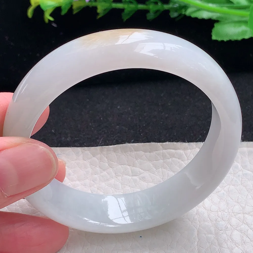 ll自然光55.5*15.2*7.5轮胎镯 天然缅甸翡翠a货黄加绿宽边玉镯子 玉手环