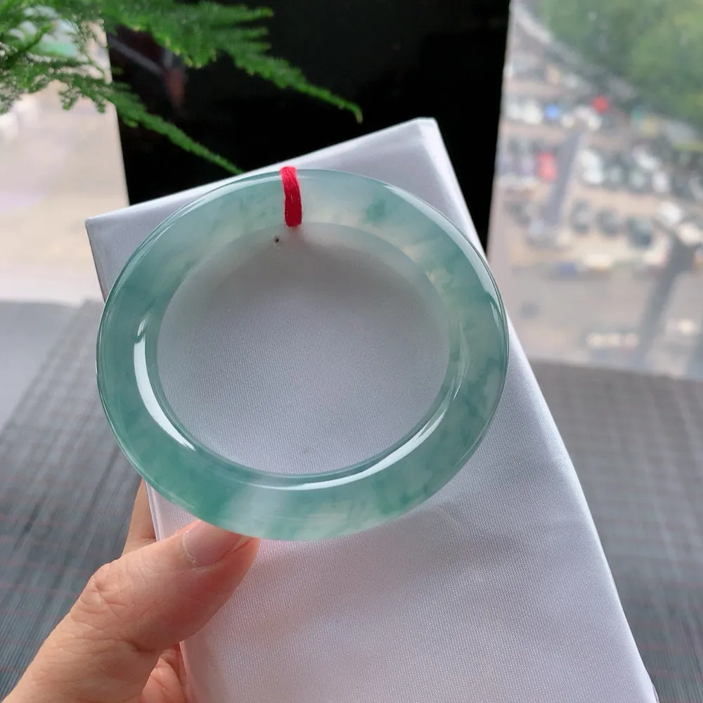 圆条冰玻蓝花 无瑕 尺寸:54.4/10.4 花美 种水好