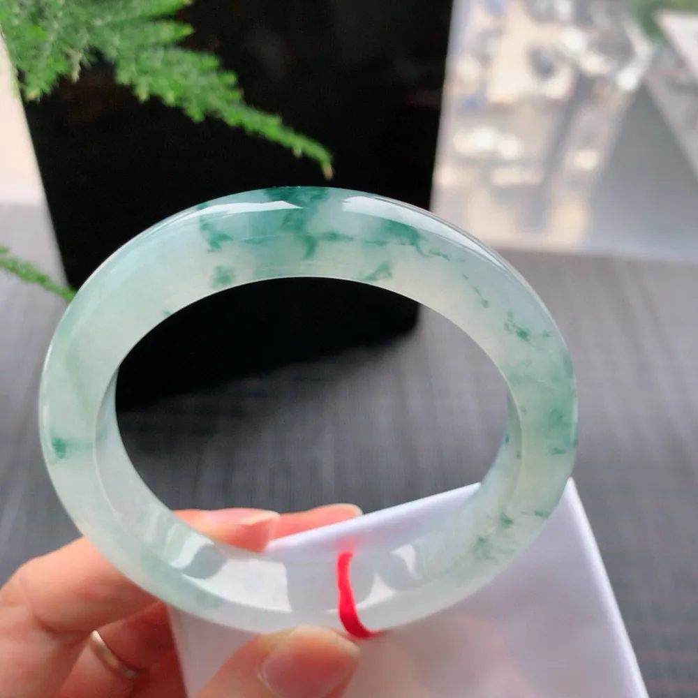 正圈高冰飘花 一丝棉线 尺寸:58.1/12.5/8.8 花美 种水好