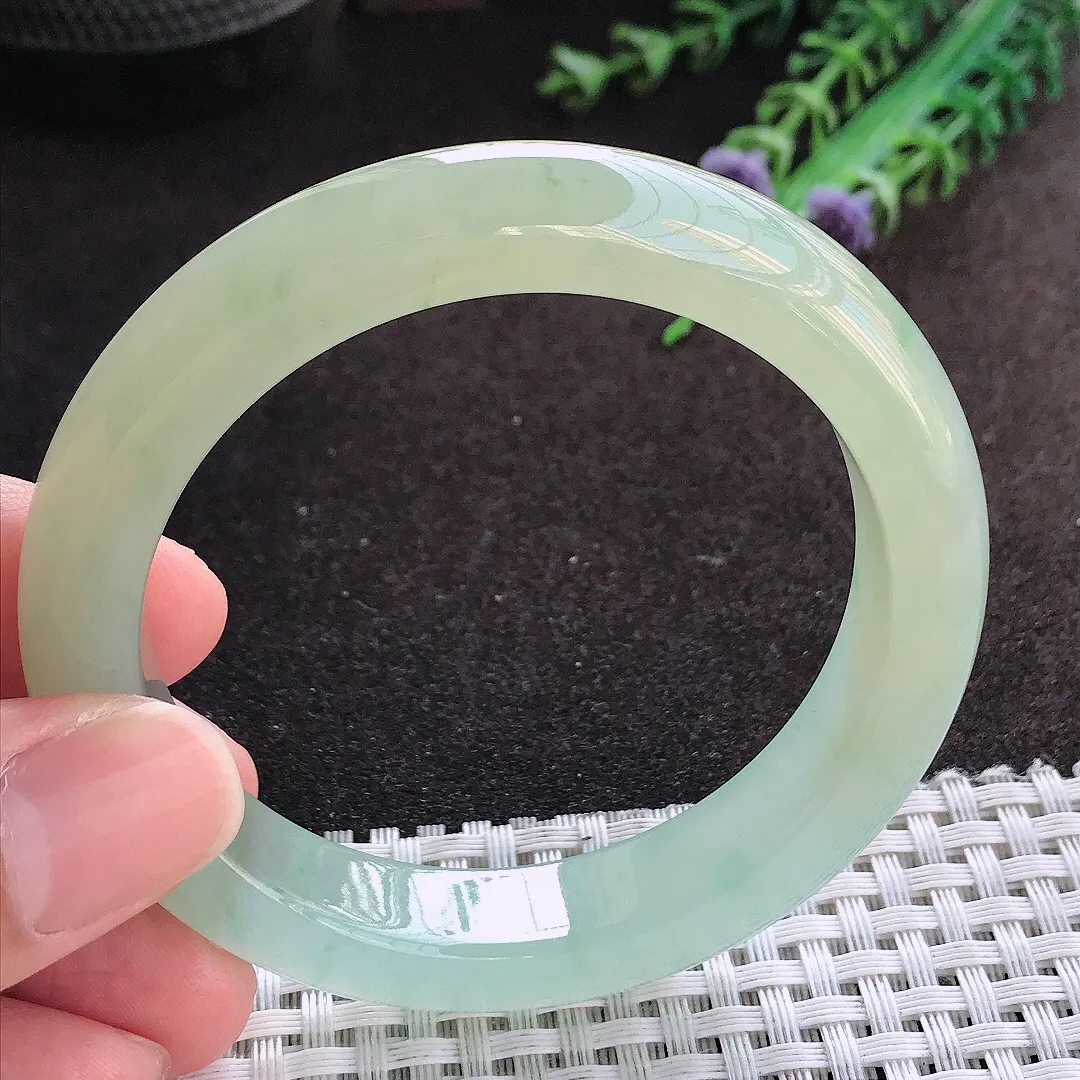 自然光54.5/11.8/8.8老坑冰胶果冻冰黄翡手镯宽边翡翠玉镯美人镯