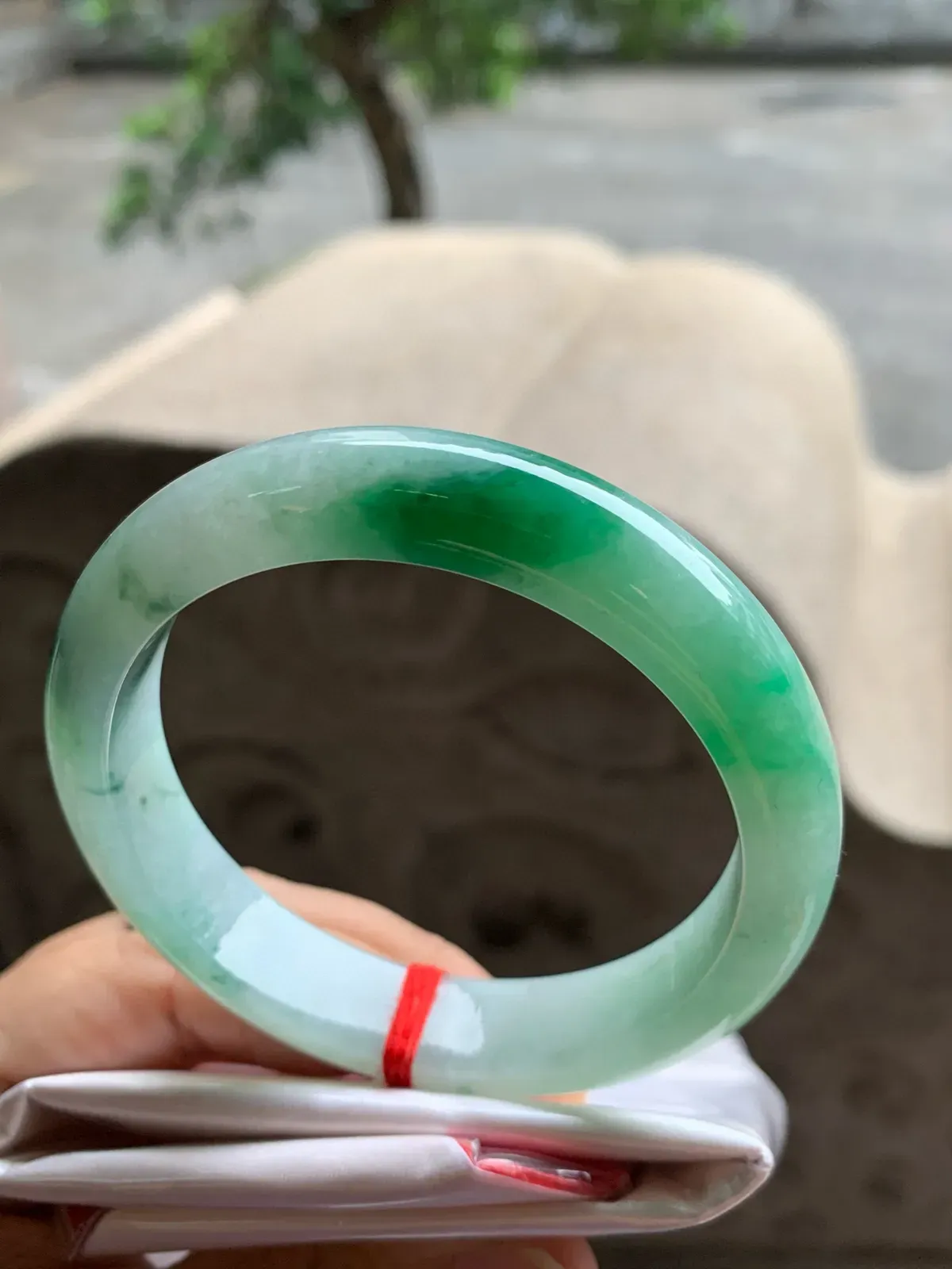 正圈冰糯翠绿 无瑕 尺寸:55.1/12/8 色好