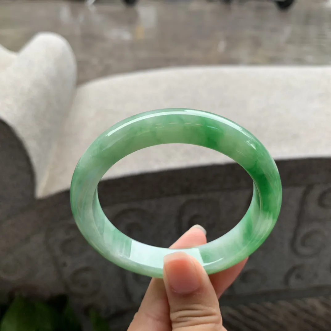圈口 57.3-11.9-8.4【芙蓉绿正圈手镯】正圈57 58可戴