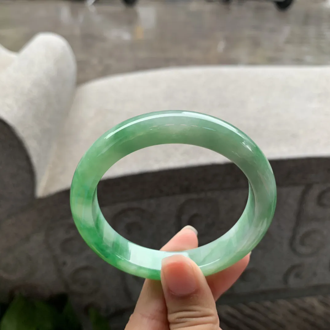 圈口 57.3-11.9-8.4【芙蓉绿正圈手镯】正圈57 58可戴