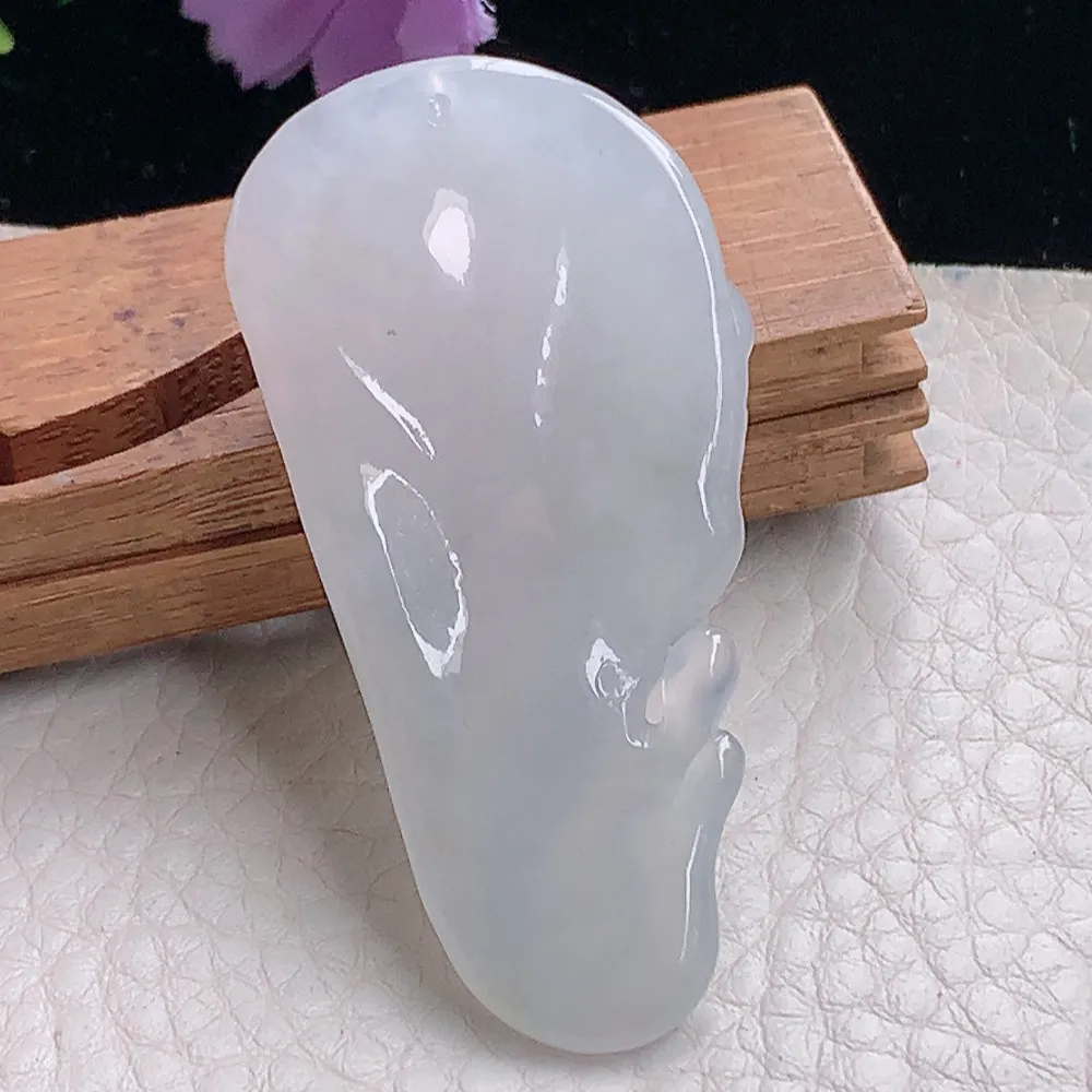 lz自然光52*25.8*11.2天然缅甸翡翠冰种万象更新 翡翠大象玉吊坠 玉挂件