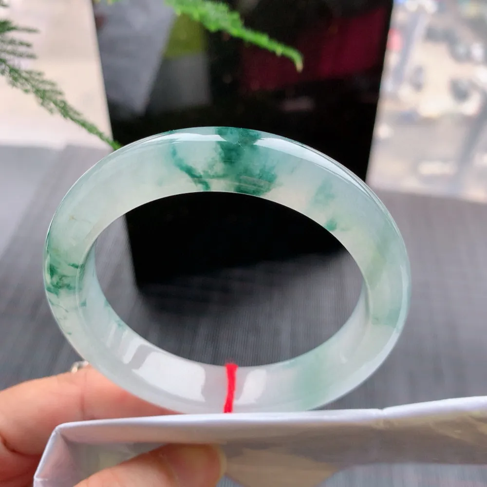 正圈高冰飘花 一丝棉线 尺寸:58.1/12.5/8.8 花美 种水好