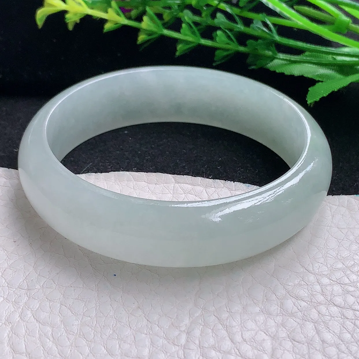 js大圈口60*16*7轮胎镯 天然缅甸翡翠a货冰透宽边玉镯子 玉手环