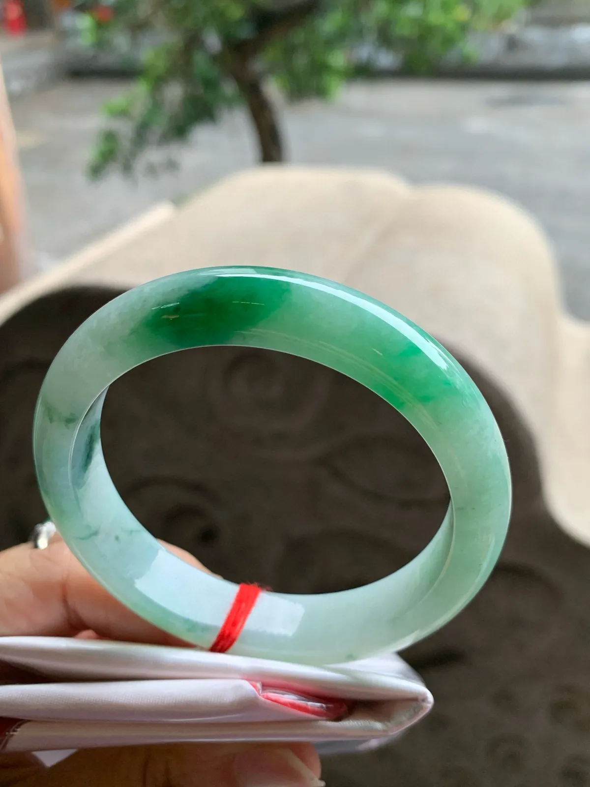 正圈冰糯翠绿 无瑕 尺寸:55.1/12/8 色好