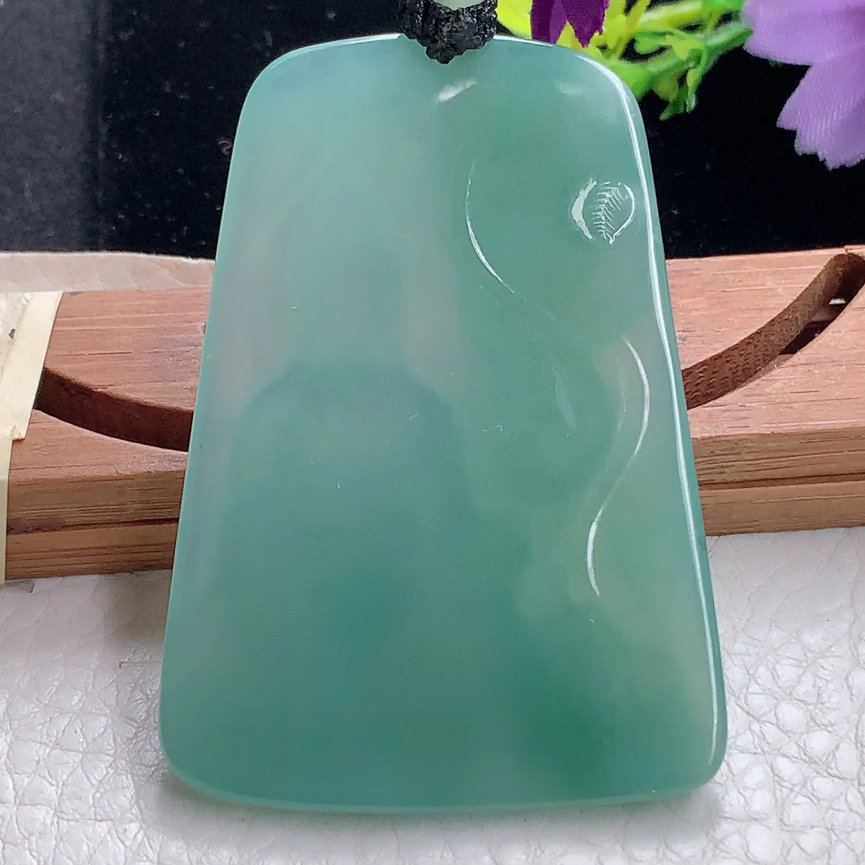 yl自然光63*43.6*5.7天然缅甸翡翠冰晴普贤菩萨 玉观音玉吊坠 玉挂件