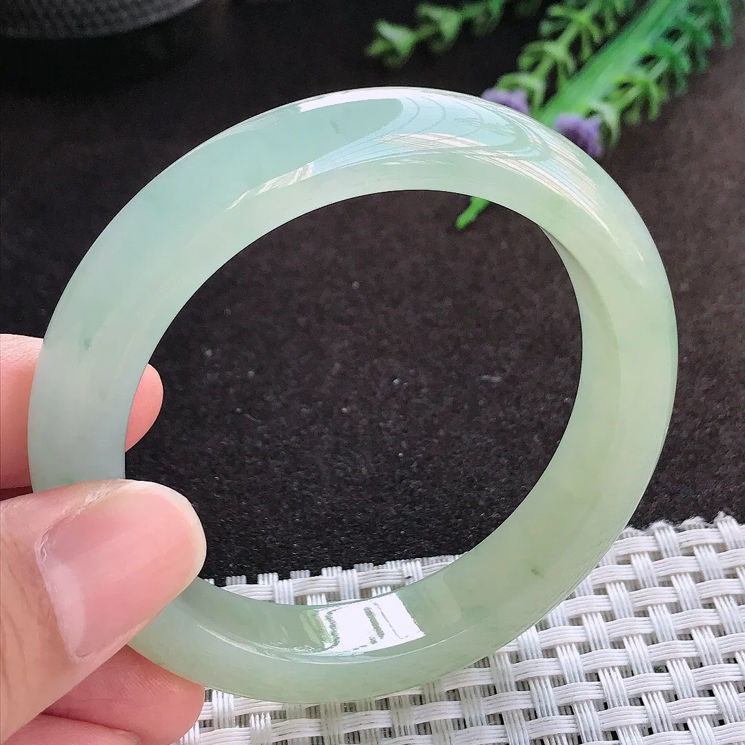 自然光54.5/11.8/8.8老坑冰胶果冻冰黄翡手镯宽边翡翠玉镯美人镯