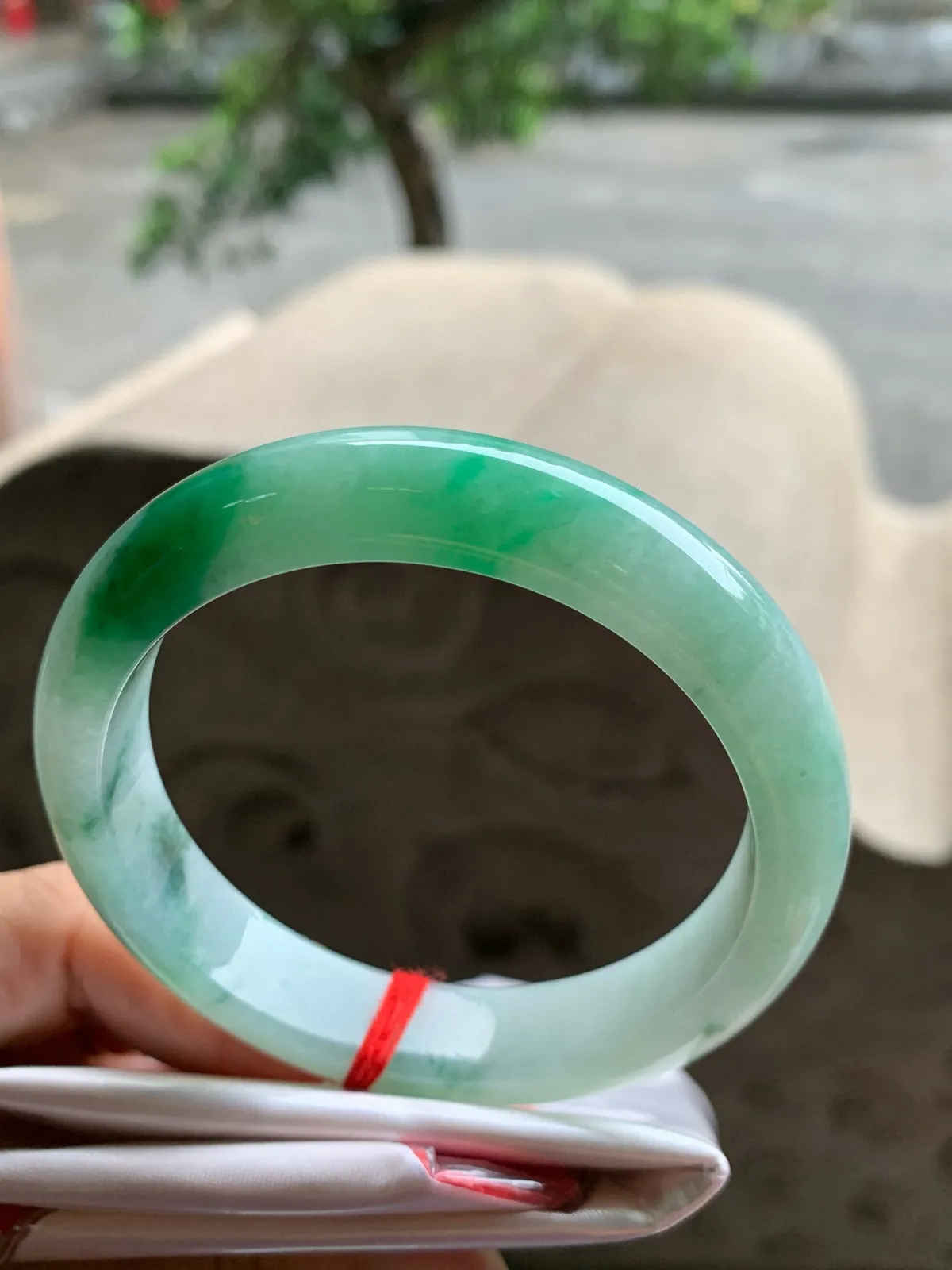 正圈冰糯翠绿 无瑕 尺寸:55.1/12/8 色好