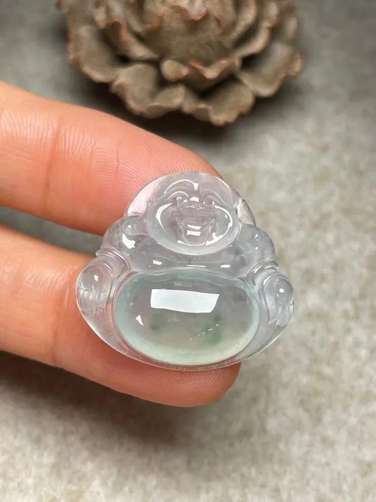 冰种飘花【佛公】吊坠，种水好，玉质细腻 ，卖相好‘.