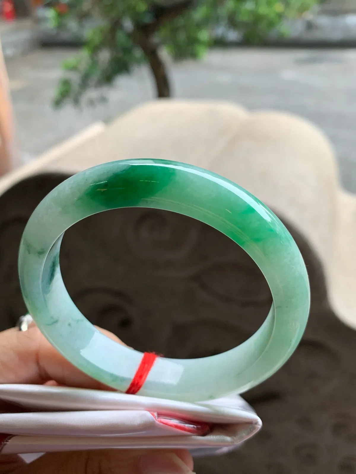 正圈冰糯翠绿 无瑕 尺寸:55.1/12/8 色好