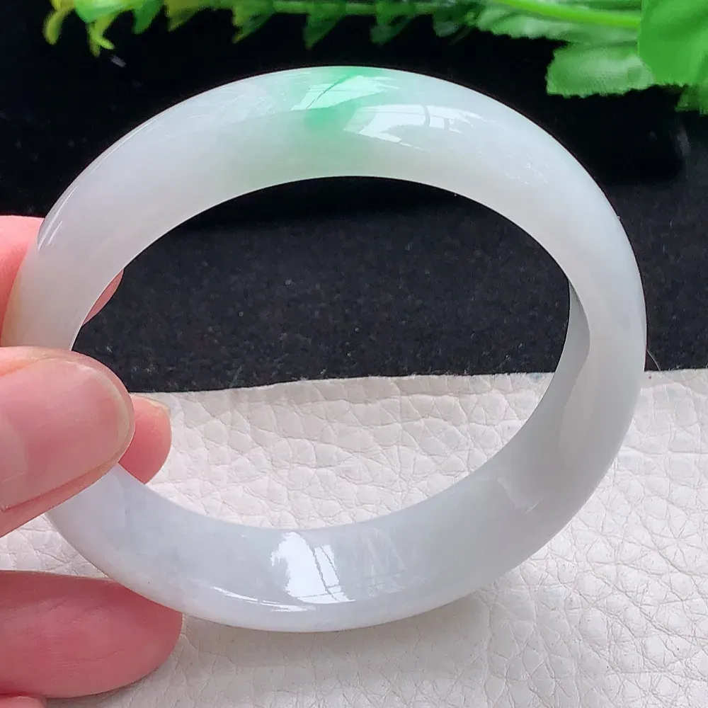 ll自然光55.5*15.2*7.5轮胎镯 天然缅甸翡翠a货黄加绿宽边玉镯子 玉手环