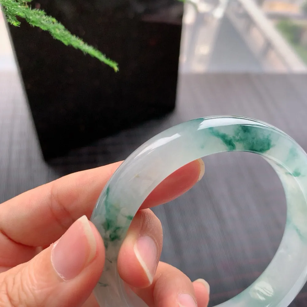 正圈高冰飘花 一丝棉线 尺寸:58.1/12.5/8.8 花美 种水好