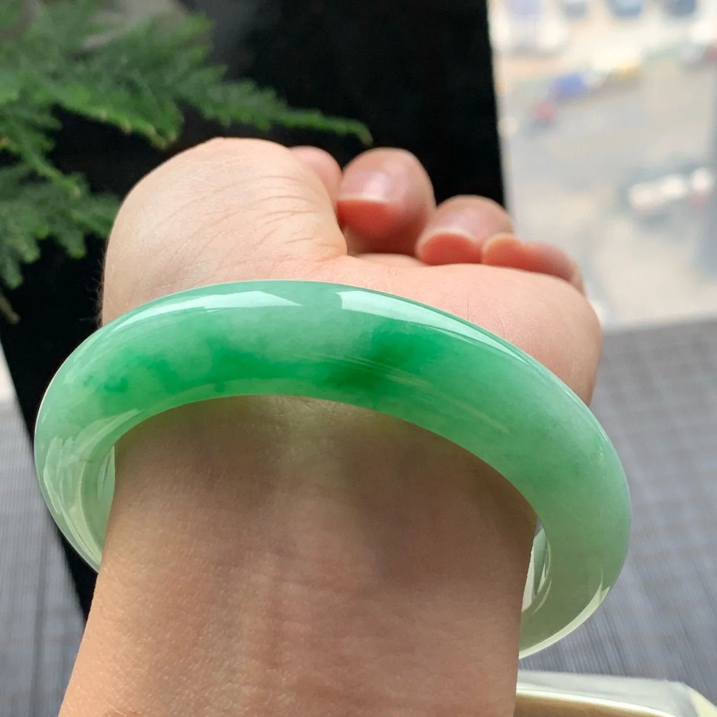 正圈冰糯翠绿 无瑕 尺寸:55.6/12.9/9.3 色好🥰🥰