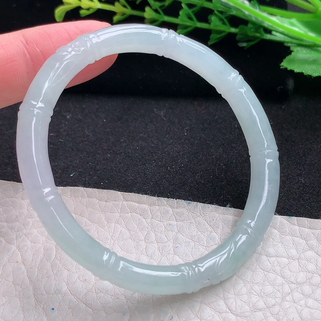 mq小圈口53.5*51*6.8贵妃镯 特色天然翡翠a货冰胶节节高蛋形圆条玉手镯