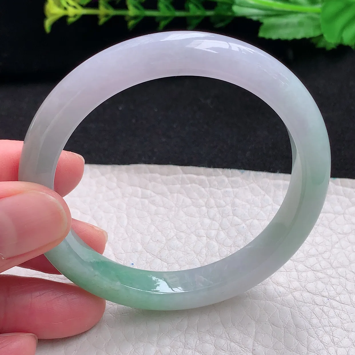 z自然光55.5*9.8*7.8平安镯 天然缅甸翡翠a货秀气清新宽边玉手镯 玉手环