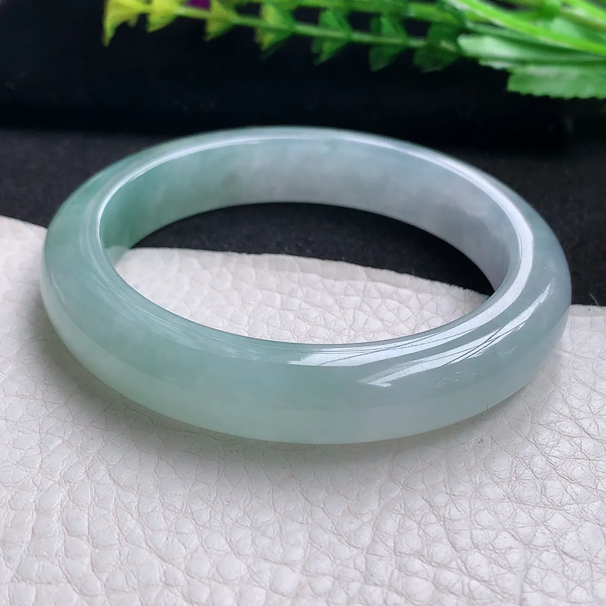 z自然光56*11.8*9平安镯 天然缅甸翡翠a货晴底招财宽边玉手镯 玉手环