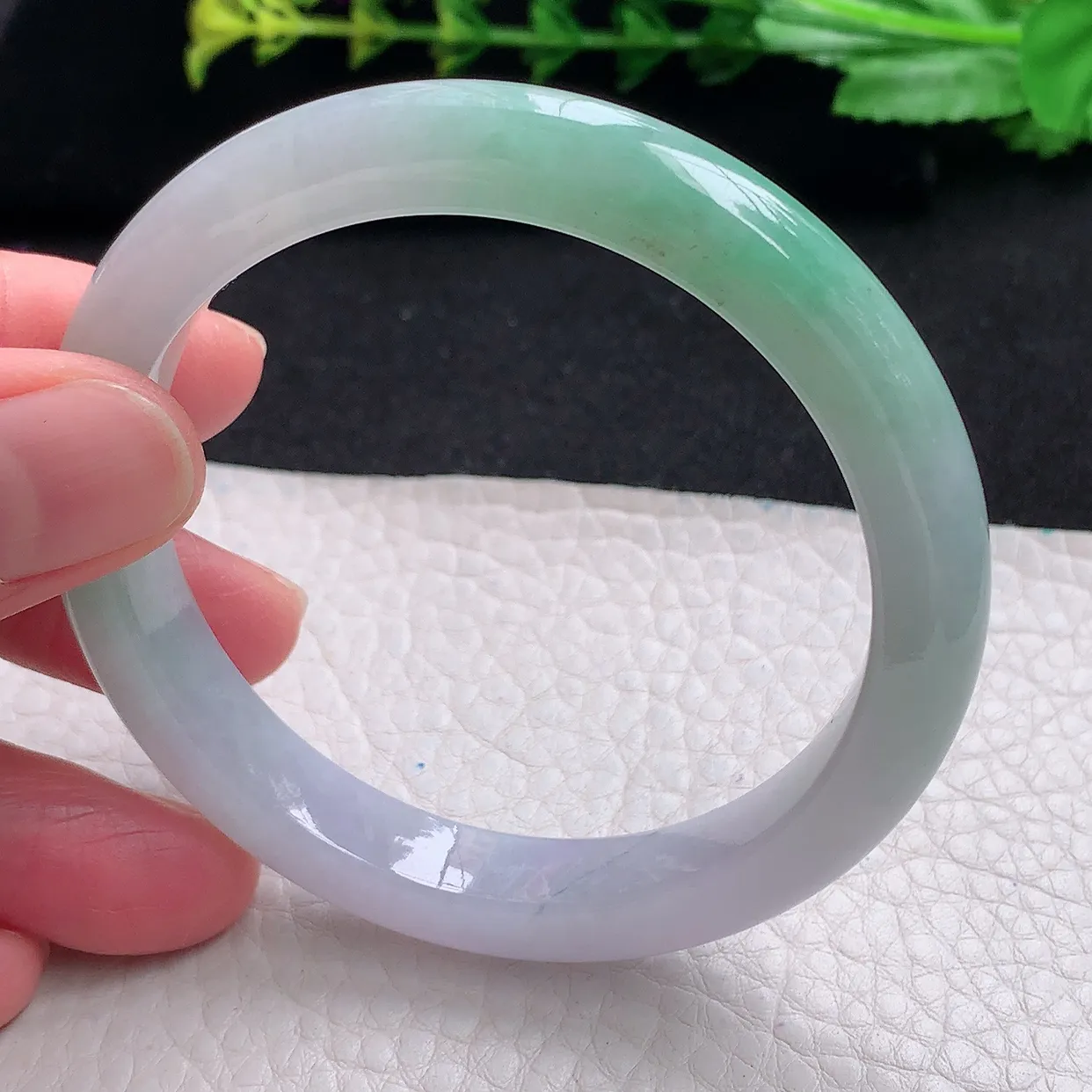 z自然光55.5*9.8*7.8平安镯 天然缅甸翡翠a货秀气清新宽边玉手镯 玉手环