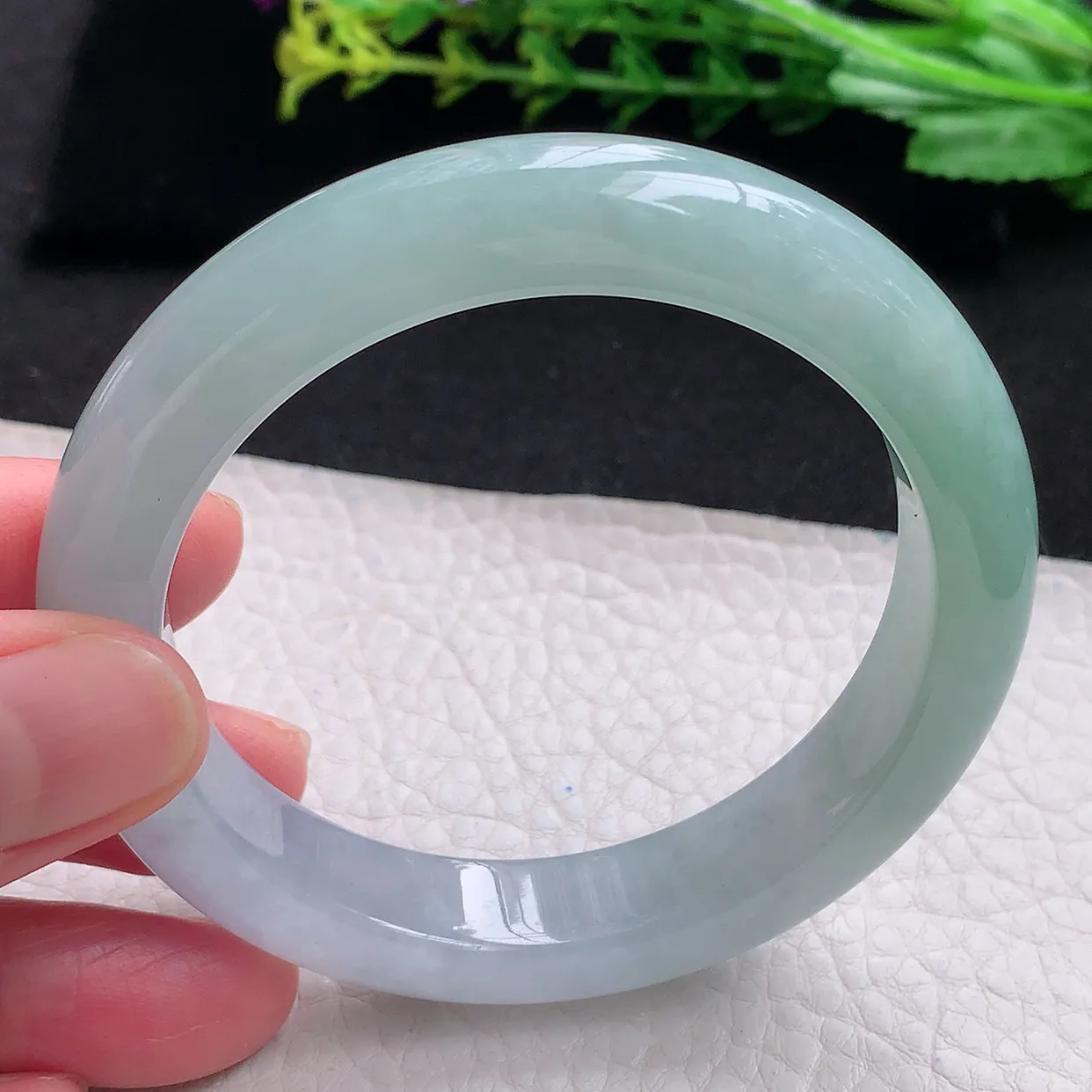 z自然光56*11.8*9平安镯 天然缅甸翡翠a货晴底招财宽边玉手镯 玉手环