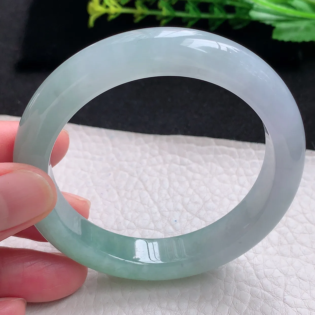 z自然光56*11.8*9平安镯 天然缅甸翡翠a货晴底招财宽边玉手镯 玉手环