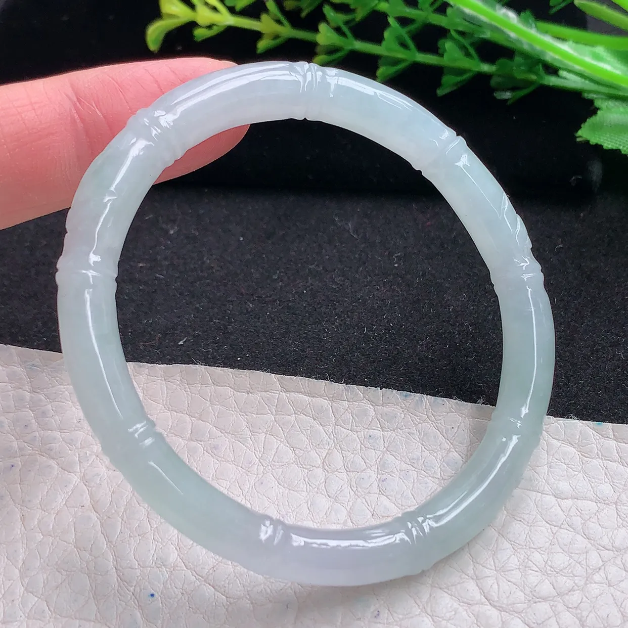 mq小圈口53.5*51*6.8贵妃镯 特色天然翡翠a货冰胶节节高蛋形圆条玉手镯