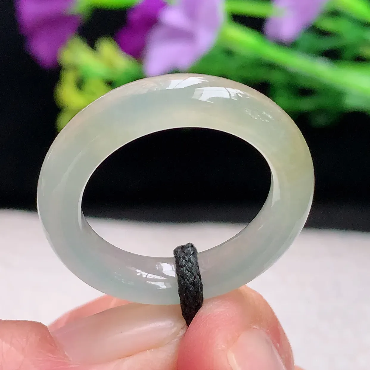 zl自然光20*6*4天然缅甸翡翠a 货19.5mm内径冰糖雪梨黄玉戒指 玉指环