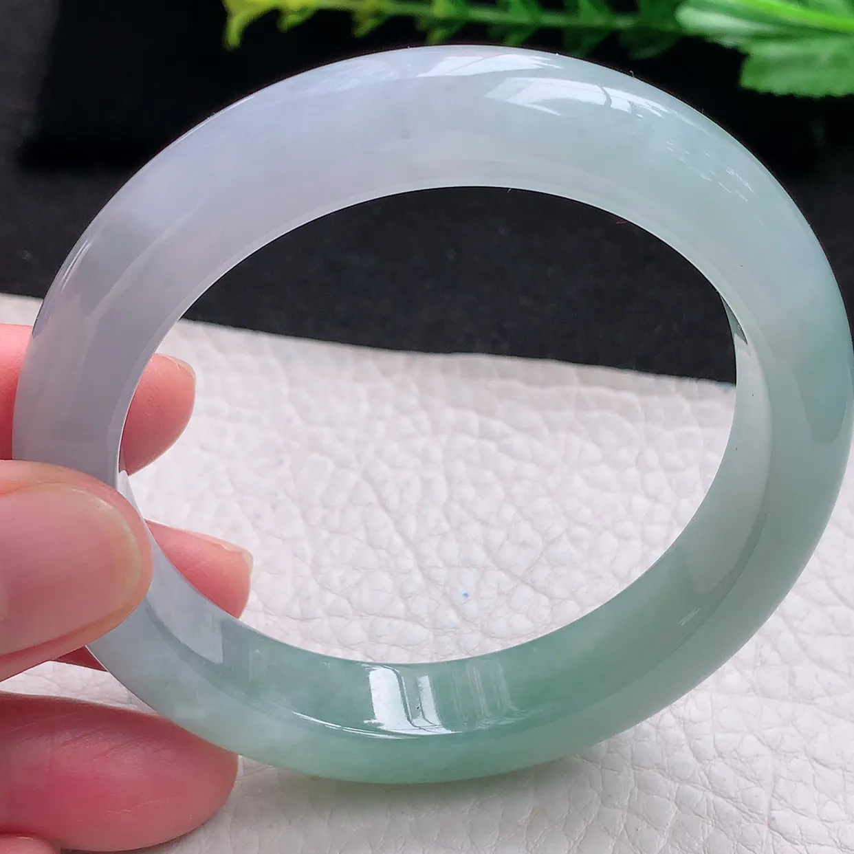 z自然光56*11.8*9平安镯 天然缅甸翡翠a货晴底招财宽边玉手镯 玉手环