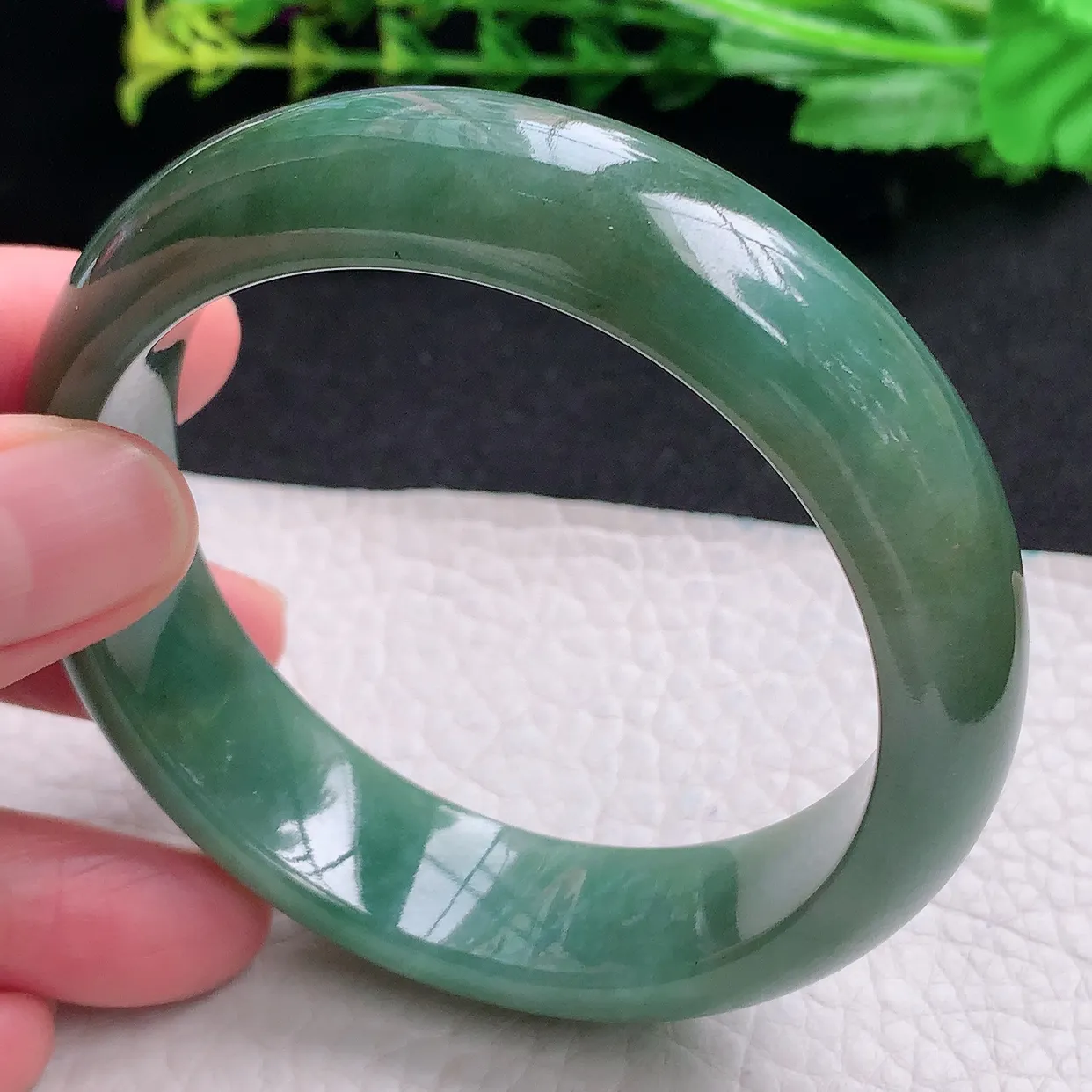 js自然光58*16*8.5轮胎镯 天然缅甸翡翠a货黄加绿大气宽边玉手镯 玉手环