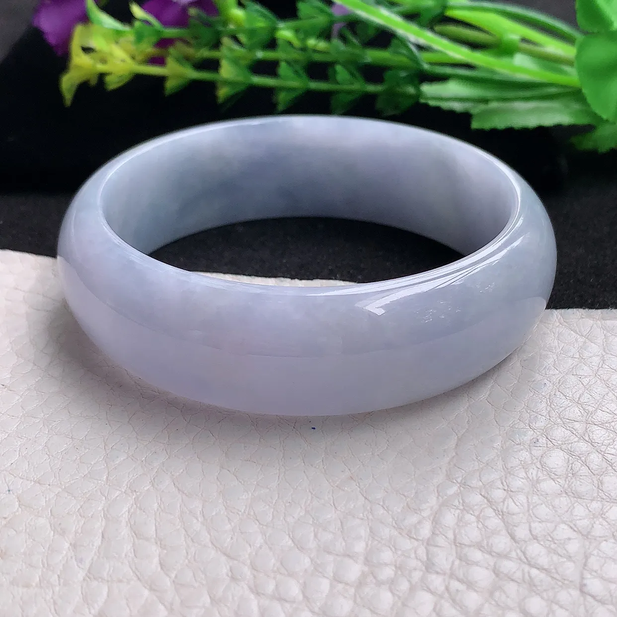 hy自然光58.5*17.8*7.2轮胎镯 天然缅甸翡翠a货紫罗兰高雅宽边玉手镯 玉手环