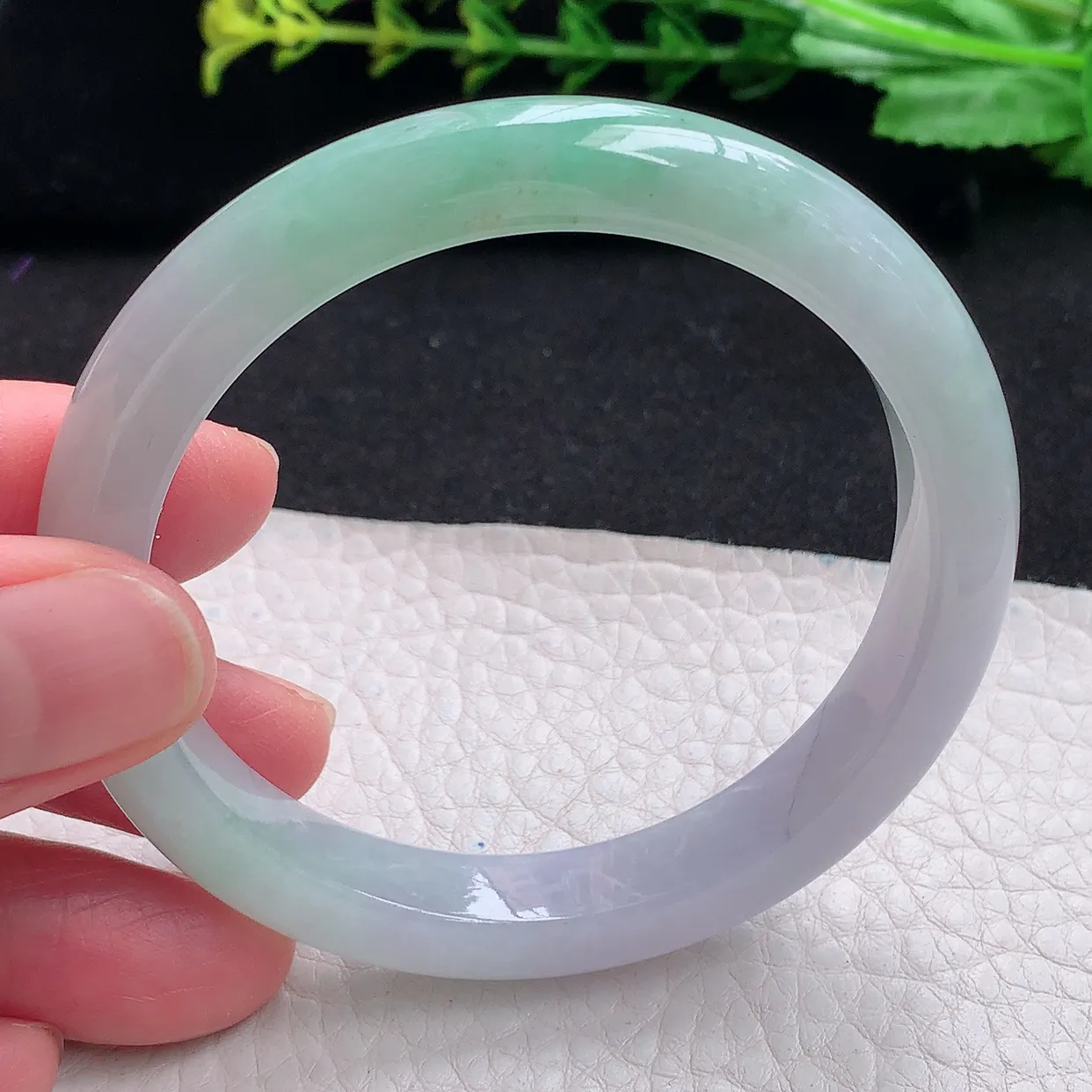 z自然光55.5*9.8*7.8平安镯 天然缅甸翡翠a货秀气清新宽边玉手镯 玉手环