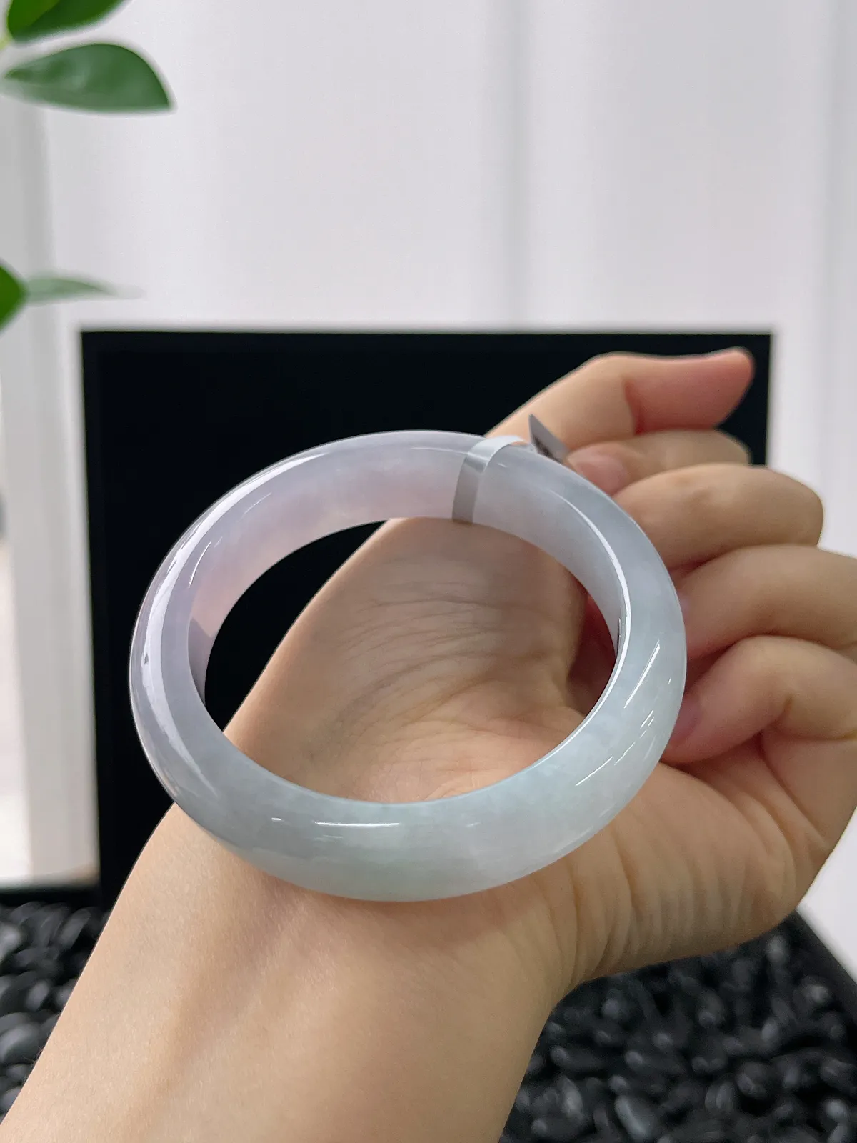 正圈51.4圈口，翡翠冰糯种春带彩手镯