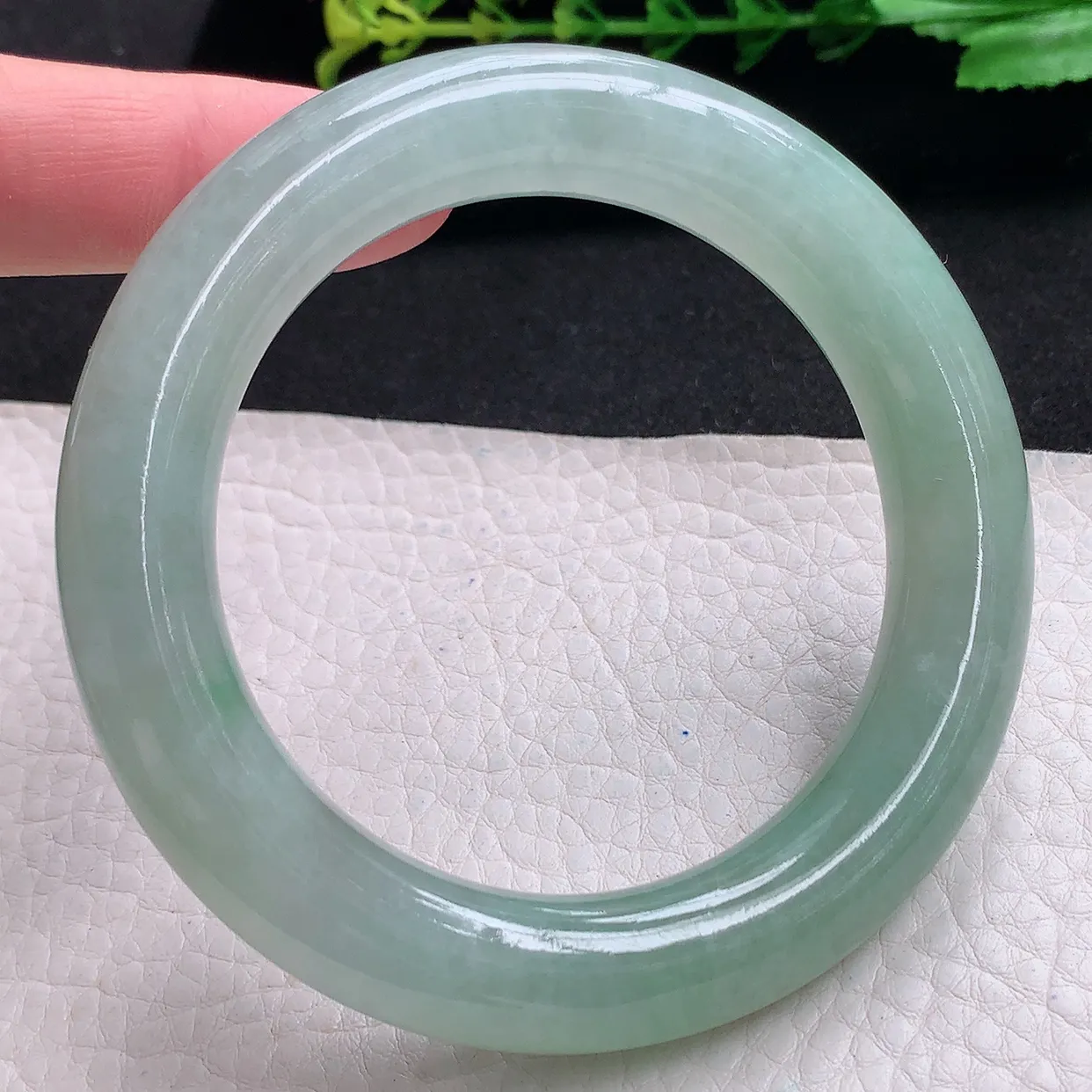 hy自然光57*12.7*12胖圆镯 天然缅甸翡翠a货冰晴圆条玉手镯 玉手环