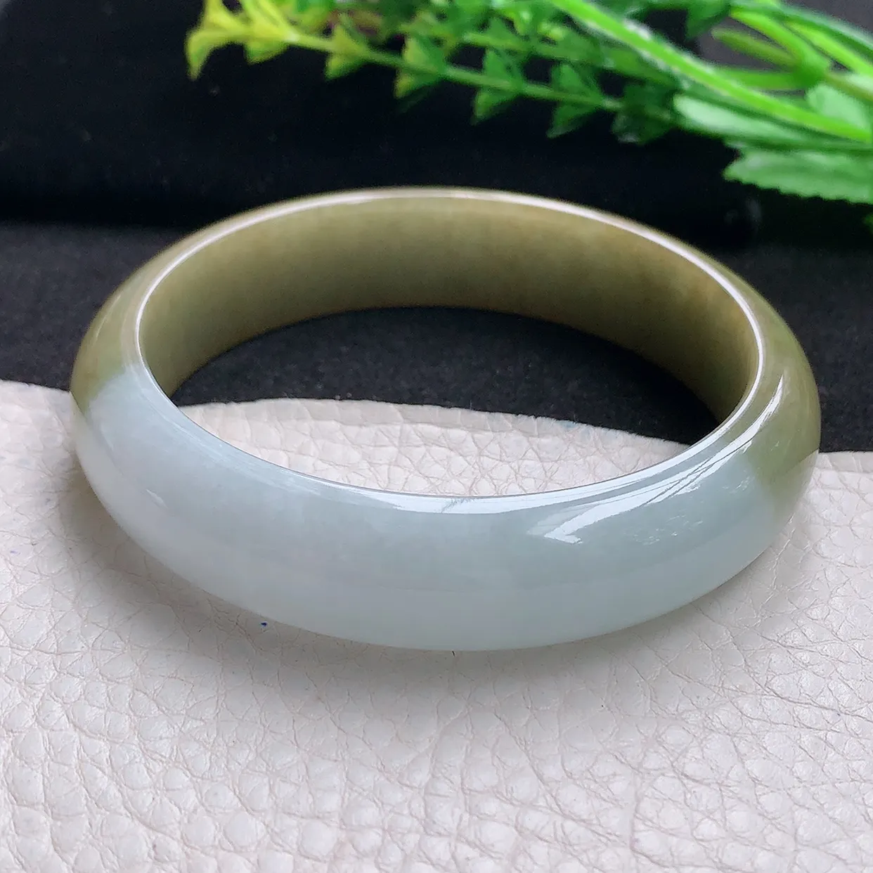 mq大圈口61.5*14.8*7.8平安镯 天然翡翠a货冰双彩宽边玉手镯 玉手环