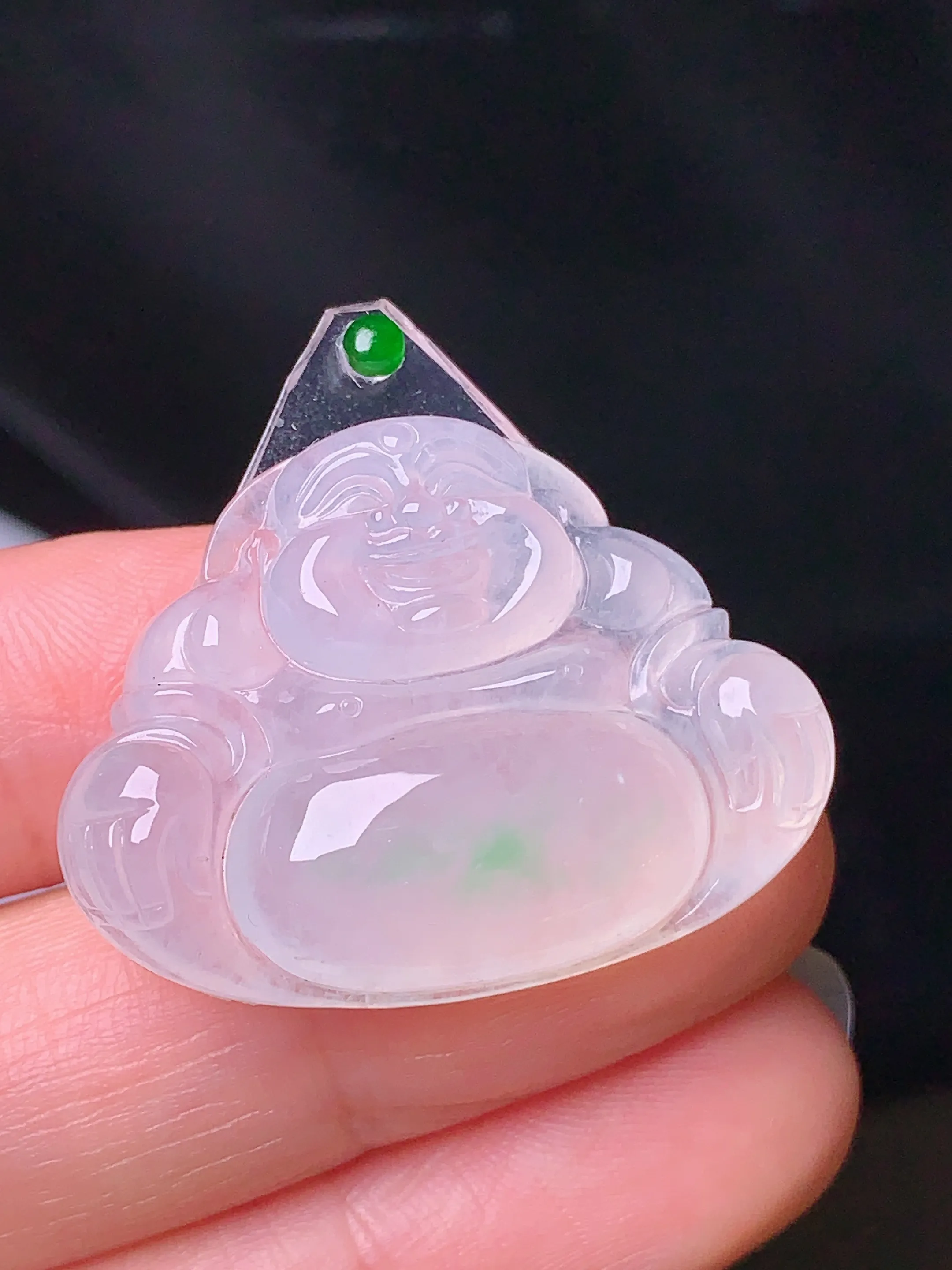 镶嵌款 冰种佛公吊坠 玉质细腻 色泽艳丽 整体尺寸23.7*31.8*6.5