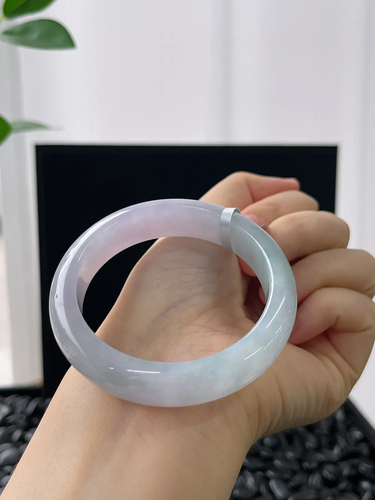 正圈51.4圈口，翡翠冰糯种春带彩手镯