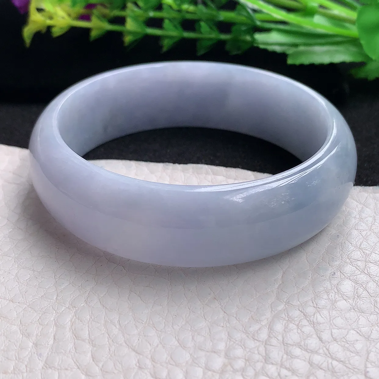 hy自然光58.5*17.8*7.2轮胎镯 天然缅甸翡翠a货紫罗兰高雅宽边玉手镯 玉手环