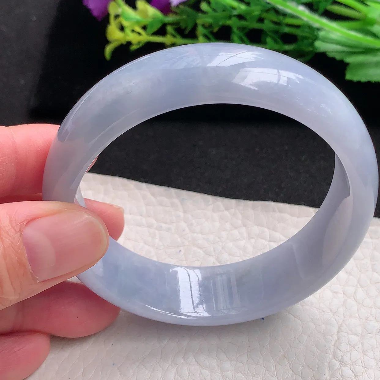 hy自然光58.5*17.8*7.2轮胎镯 天然缅甸翡翠a货紫罗兰高雅宽边玉手镯 玉手环